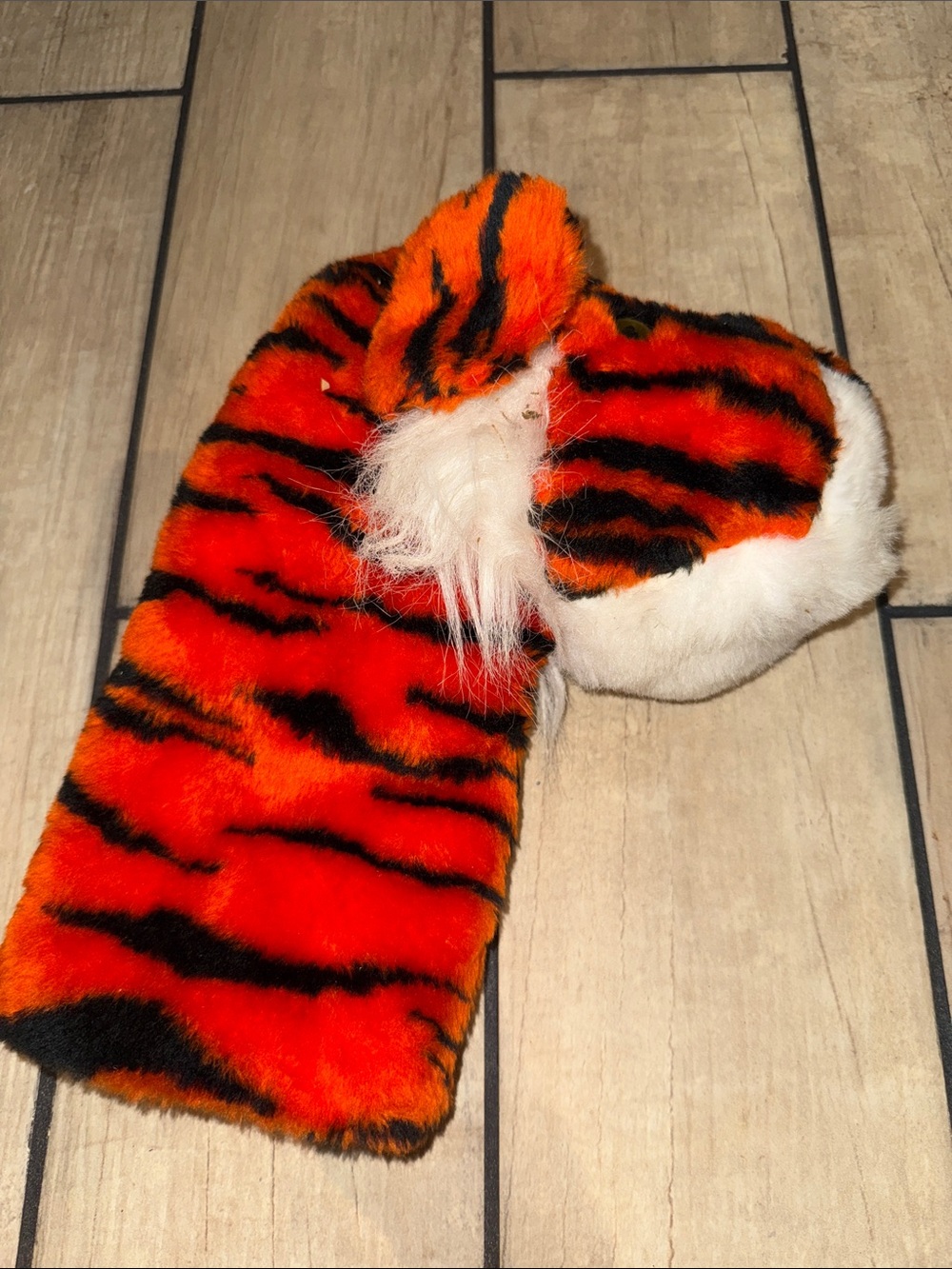Vintage golf club cover Orange Tiger-Print Plush Shirt Accessory 1980s